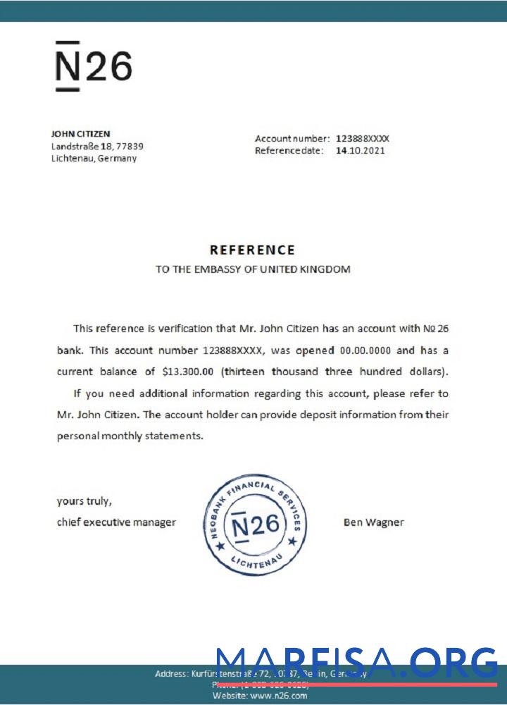 Downloadable Germany N26 reference sample